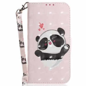 Flip Cover Motorola Edge 50 Fusion Panda Love Med Rem