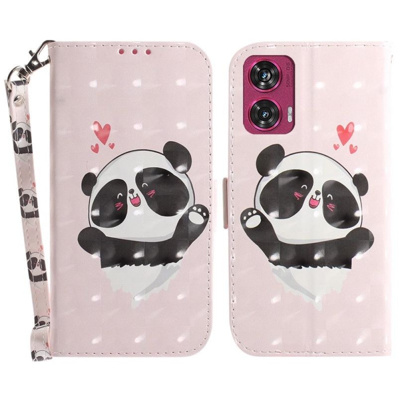 Flip Cover Motorola Edge 50 Fusion Panda Love Med Rem