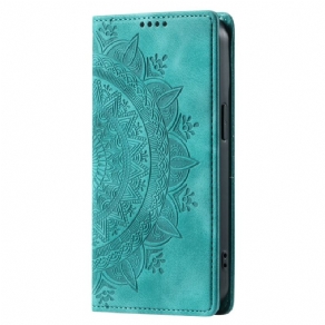 Læder Cover Motorola Edge 50 Fusion Telefon Etui Mandala Ruskindseffekt