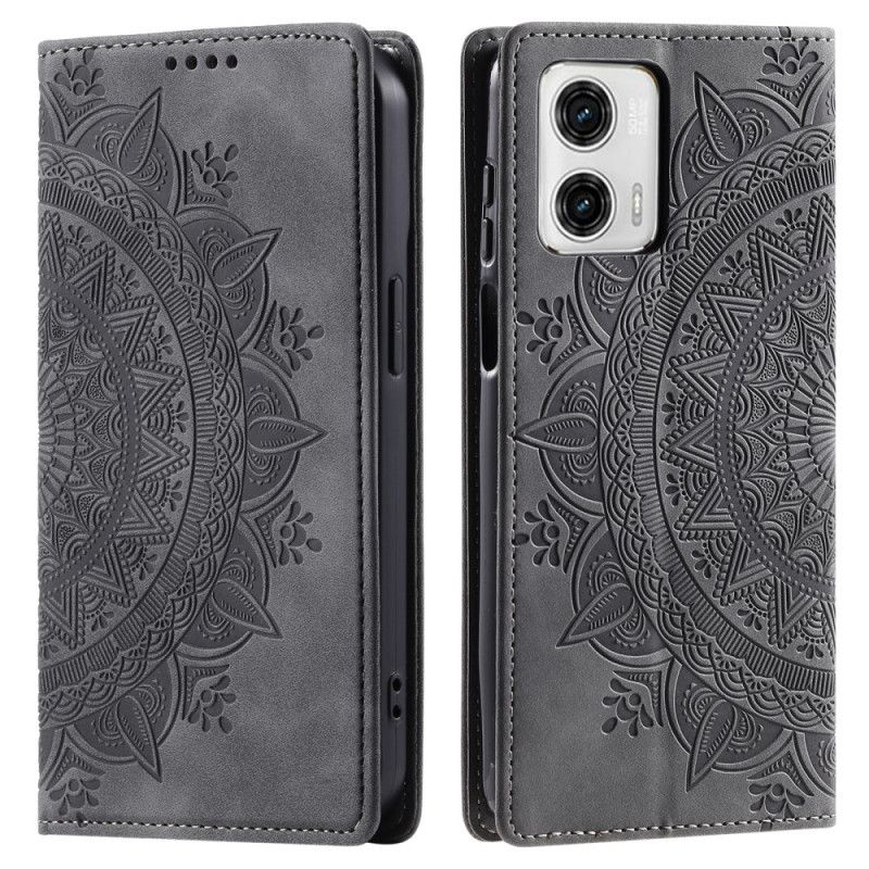 Læder Cover Motorola Edge 50 Fusion Telefon Etui Mandala Ruskindseffekt