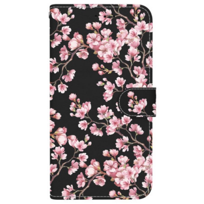 Læder Cover Motorola Edge 50 Fusion Telefon Etui Omspændte Blommeblomster