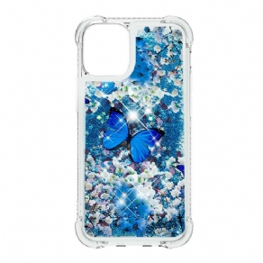 Cover iPhone 13 Blå Glitter Sommerfugle