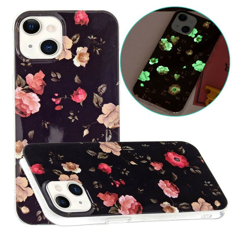 Cover iPhone 13 Fluorescerende Liberty-blomster