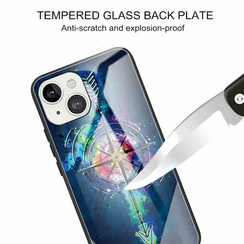 Cover iPhone 13 Kompasrose Af Hærdet Glas