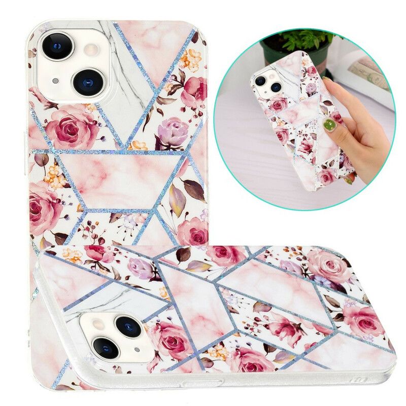 Cover iPhone 13 Marmorerede Blomster