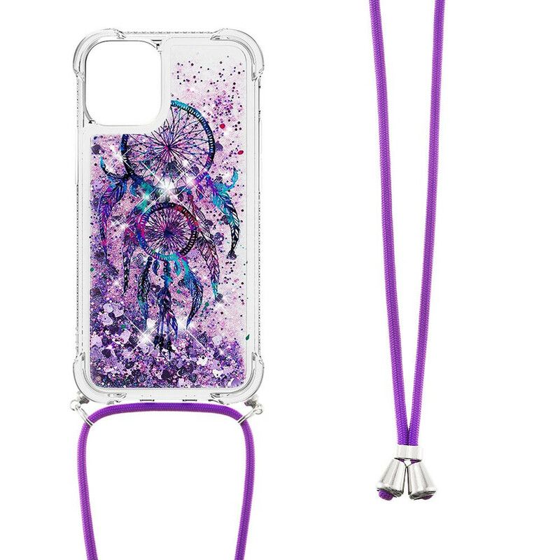 Cover iPhone 13 Med Snor Med Pailletter Drawstring Dreamcatcher