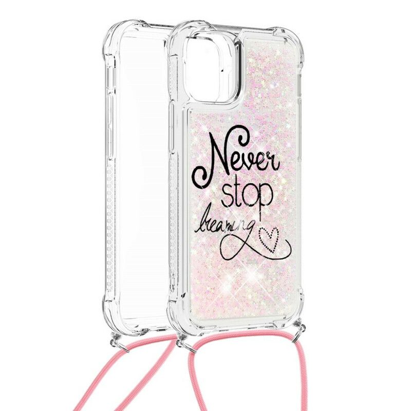 Cover iPhone 13 Med Snor Stop Aldrig Pailletsnor