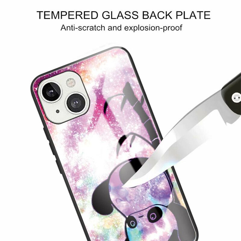 Cover iPhone 13 Panda Og Bambus Hærdet Glas