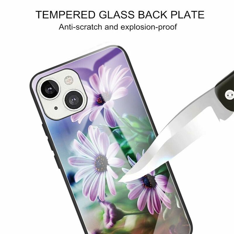 Cover iPhone 13 Realistiske Blomster I Hærdet Glas