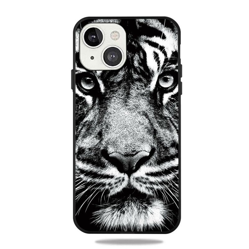 Cover iPhone 13 Sort Og Hvid Tiger