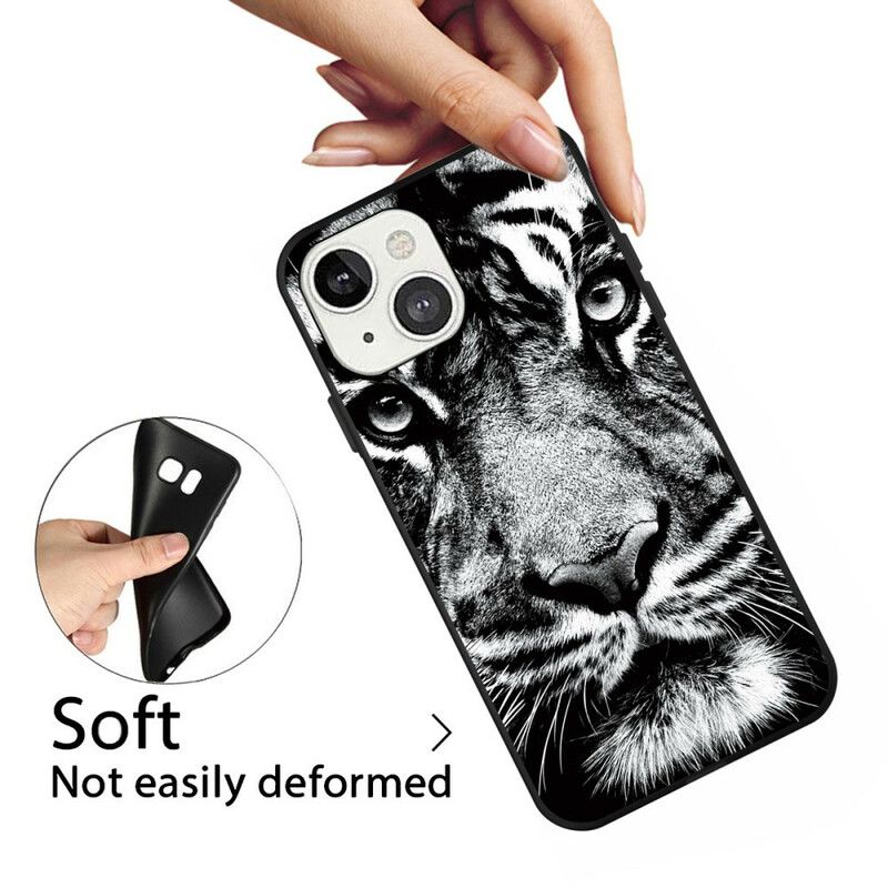 Cover iPhone 13 Sort Og Hvid Tiger