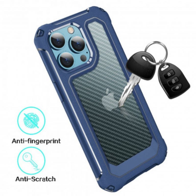 Cover iPhone 13 Transparent Carbon Fiber Texture