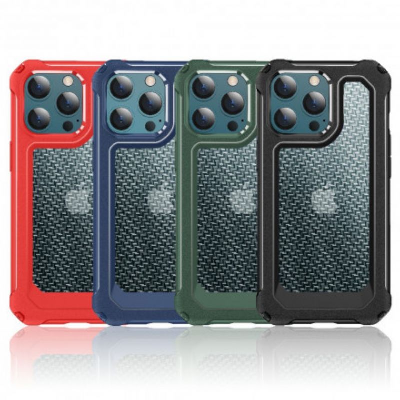 Cover iPhone 13 Transparent Carbon Fiber Texture