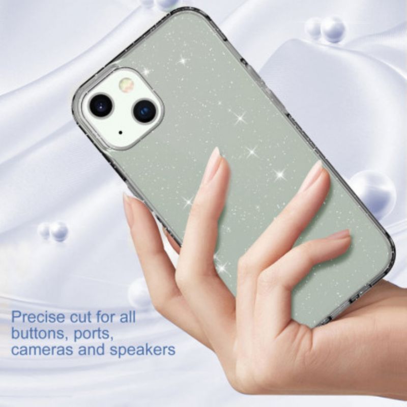 Cover iPhone 13 Transparent Glitter Design