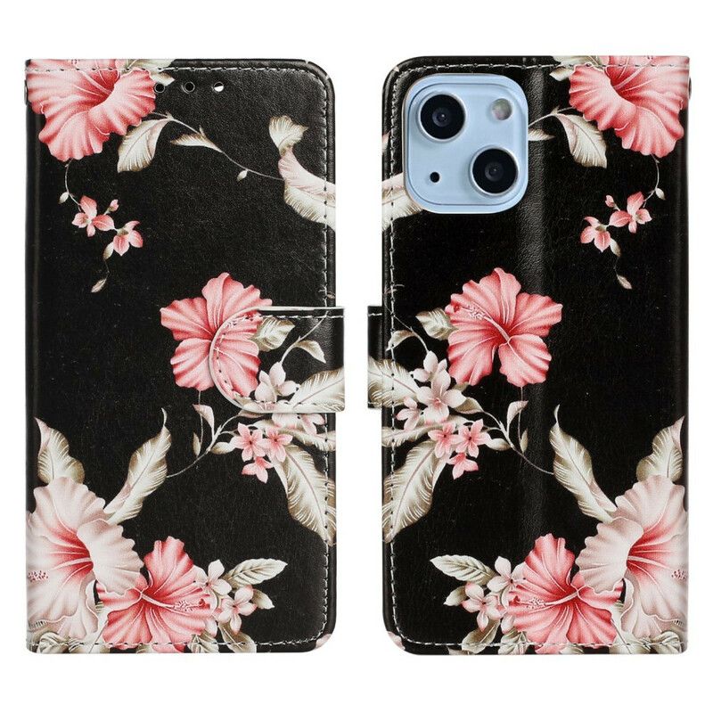 Flip Cover iPhone 13 Blomsteropdagelse