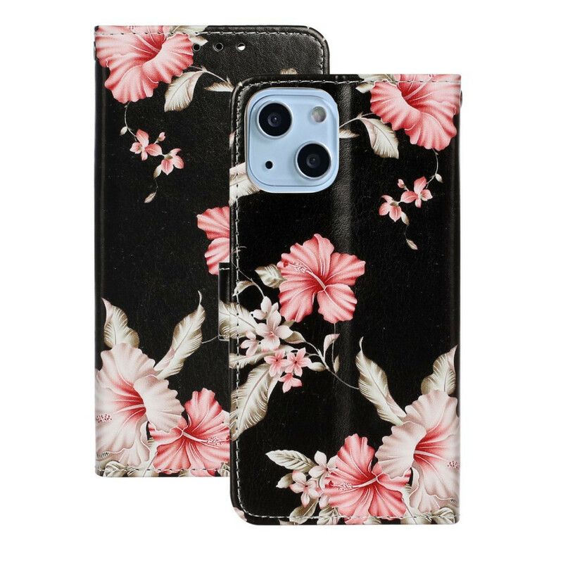 Flip Cover iPhone 13 Blomsteropdagelse