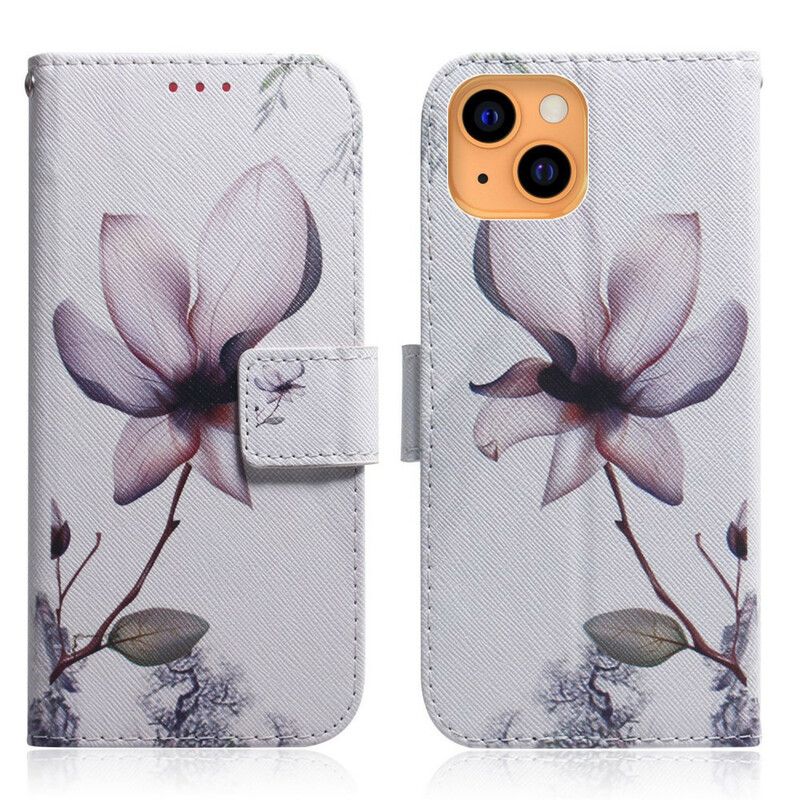 Flip Cover iPhone 13 Gammel Rosenblomst