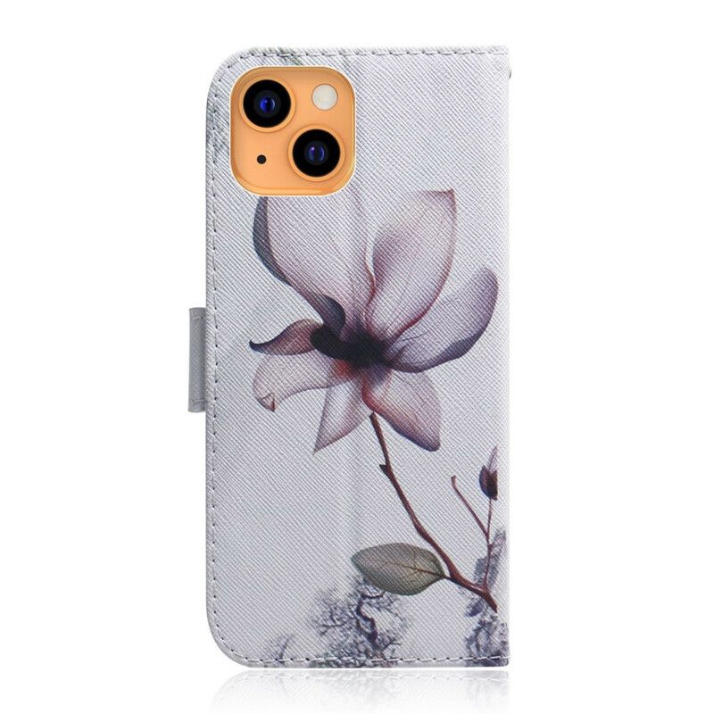 Flip Cover iPhone 13 Gammel Rosenblomst