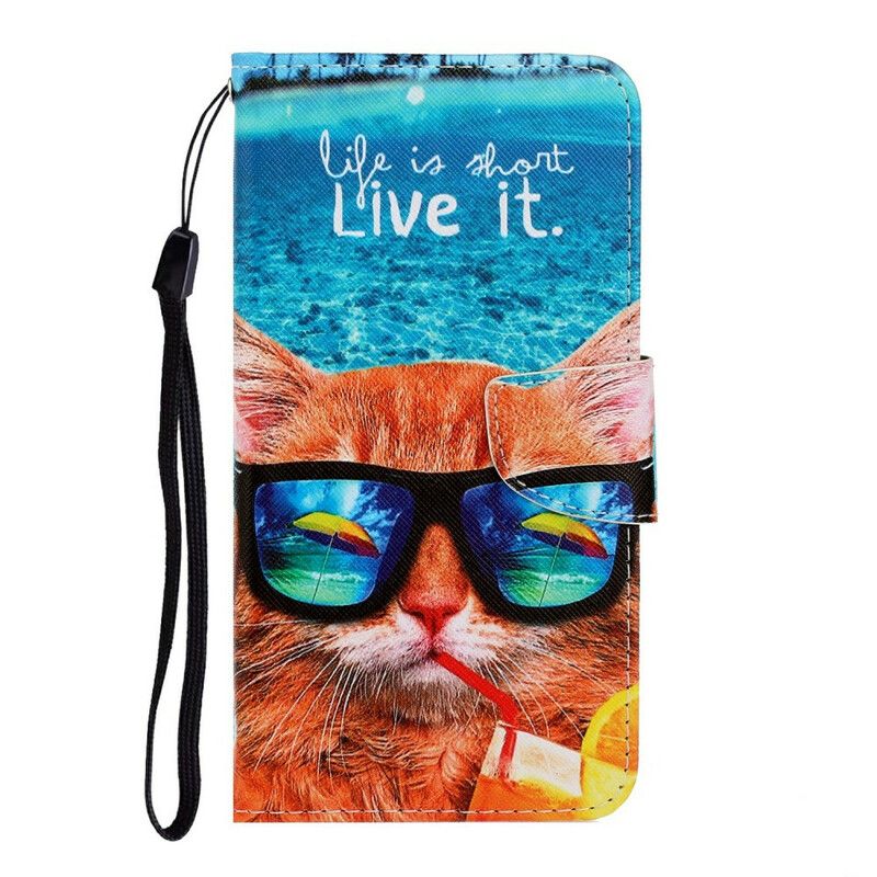 Flip Cover iPhone 13 Med Snor Cat Live It Strappy