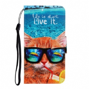 Flip Cover iPhone 13 Med Snor Cat Live It Strappy