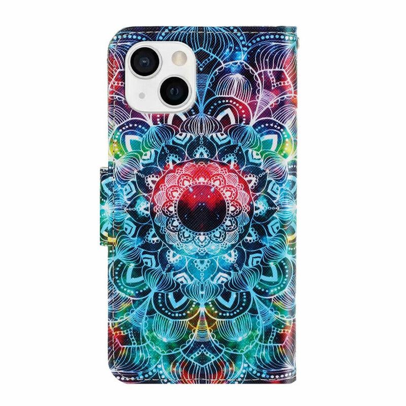 Flip Cover iPhone 13 Med Snor Flashy Strappy Mandala