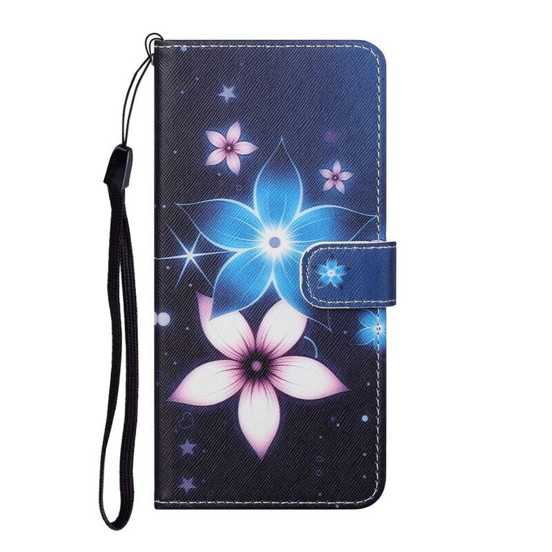 Flip Cover iPhone 13 Med Snor Lunar Strap Blomster