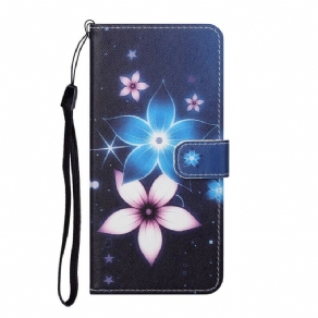 Flip Cover iPhone 13 Med Snor Lunar Strap Blomster