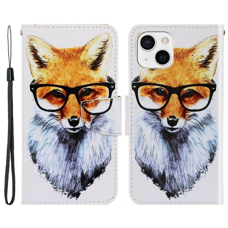 Flip Cover iPhone 13 Med Snor Smart Fox Med Rem