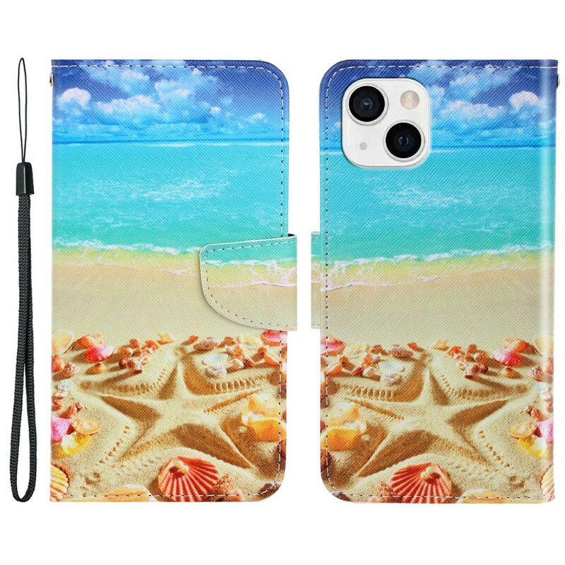 Flip Cover iPhone 13 Med Snor Thong Beach