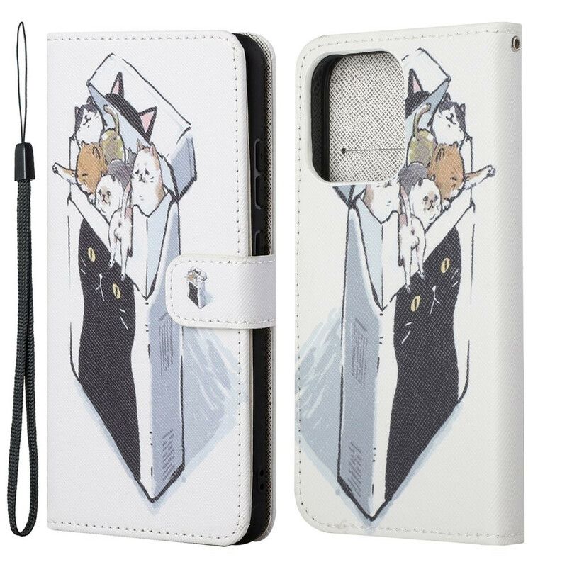 Flip Cover iPhone 13 Med Snor Thong Cat Levering