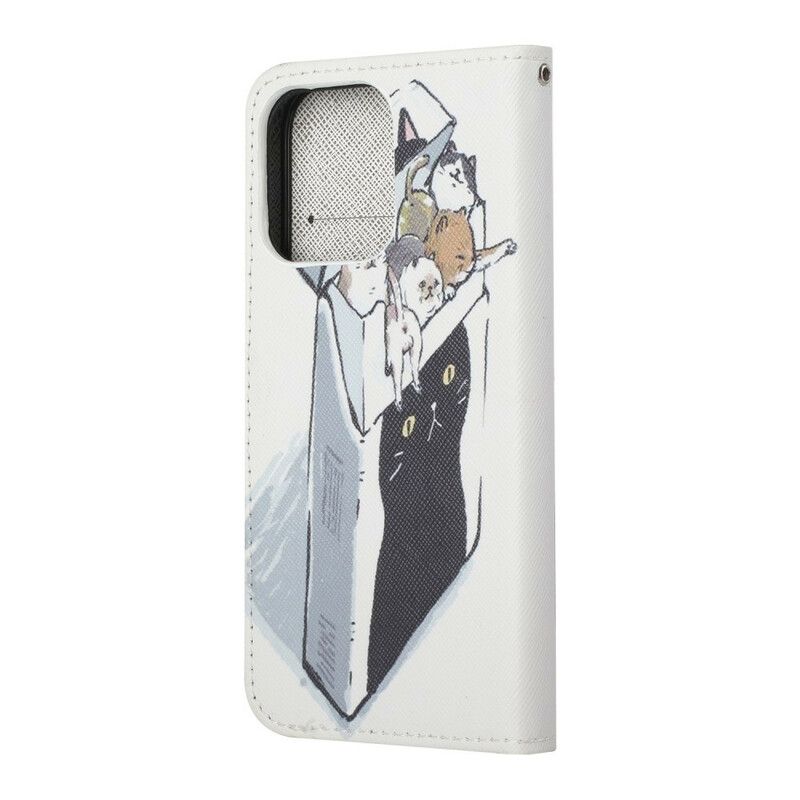 Flip Cover iPhone 13 Med Snor Thong Cat Levering