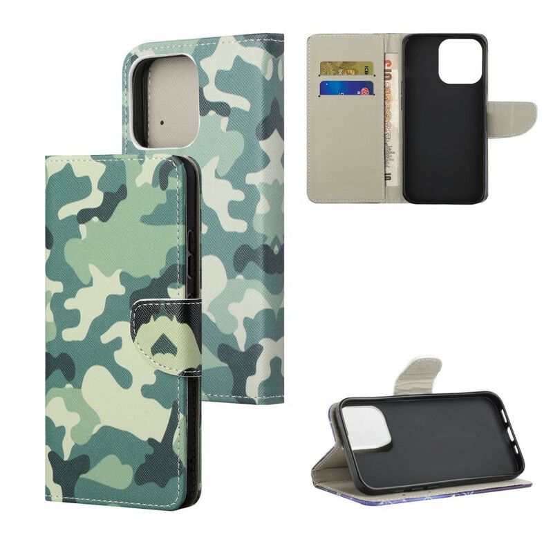 Flip Cover iPhone 13 Militær Camouflage