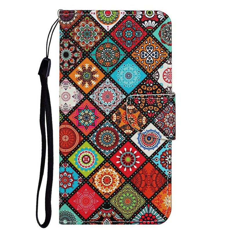 Flip Cover iPhone 13 Patchwork Mandalaer Med Snor