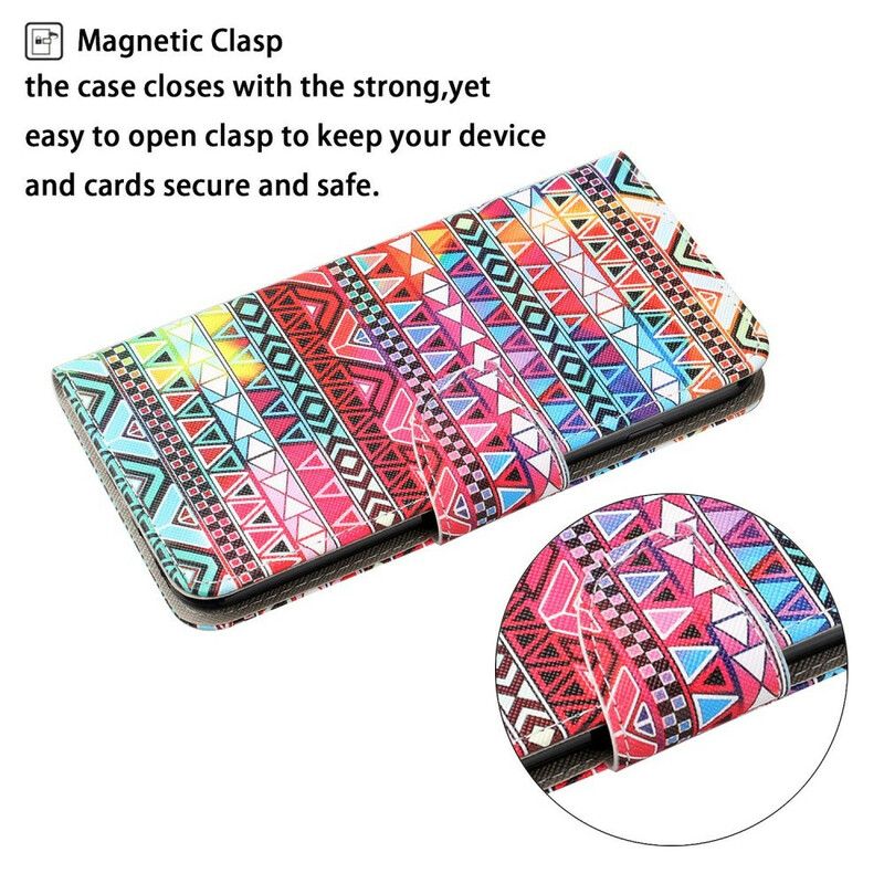 Flip Cover iPhone 13 Patchwork Med Snor