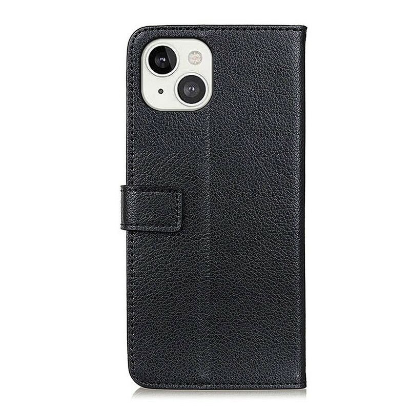 Flip Cover iPhone 13 Premium Litchi Imiteret Læder