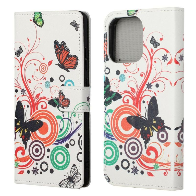 Flip Cover iPhone 13 Sindssyge Sommerfugle