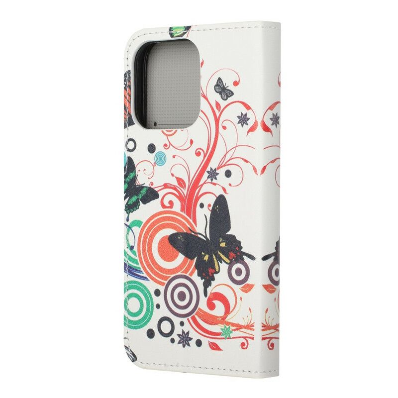 Flip Cover iPhone 13 Sindssyge Sommerfugle