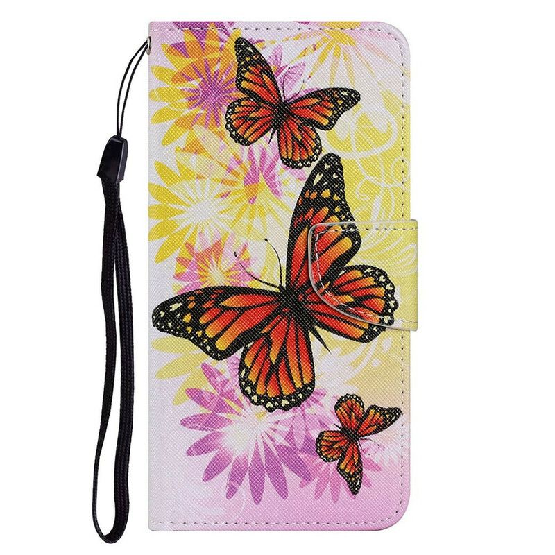 Flip Cover iPhone 13 Sommerfugle Og Sommerblomster