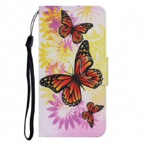 Flip Cover iPhone 13 Sommerfugle Og Sommerblomster