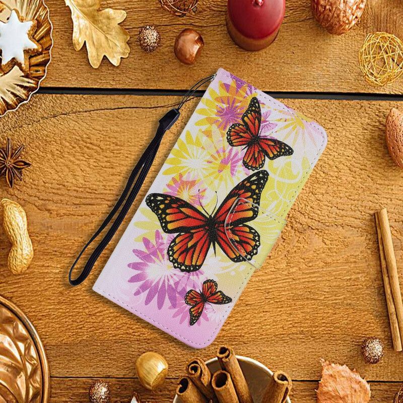 Flip Cover iPhone 13 Sommerfugle Og Sommerblomster