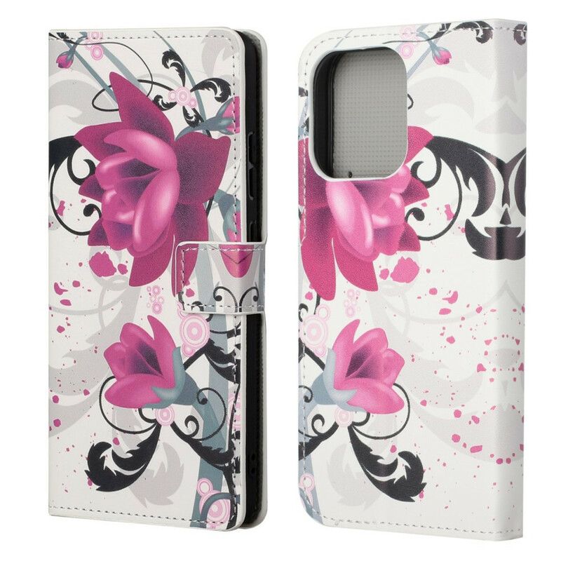 Flip Cover iPhone 13 Tropiske Blomster