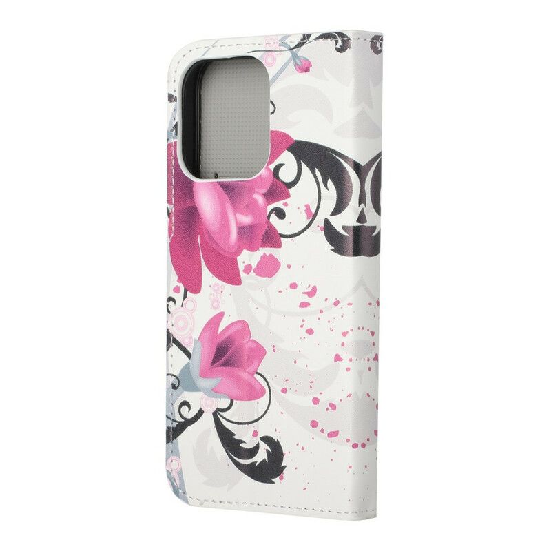 Flip Cover iPhone 13 Tropiske Blomster