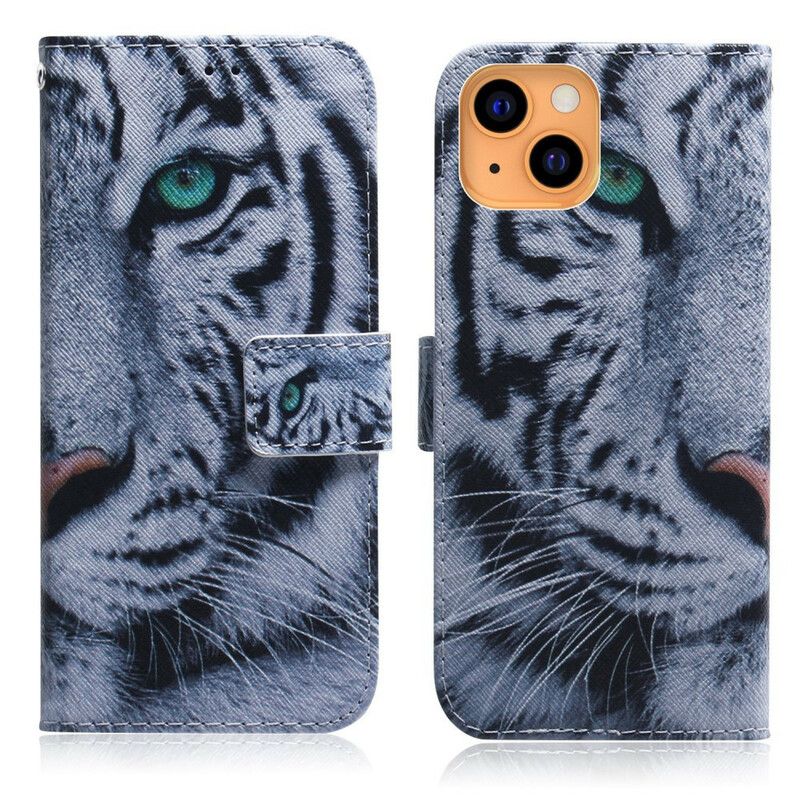 Læder Cover iPhone 13 Tigeransigt