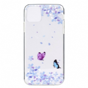 Mobilcover iPhone 13 Transparente Sommerfugle Og Blomster