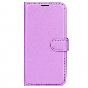 Flip Cover Oppo Reno 12f 5g Klassisk Litchi Imiteret Læder