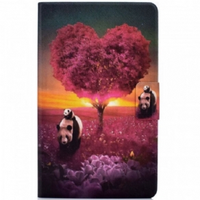 Læder Cover Samsung Galaxy Tab A8 (2021) Panda Hjerte