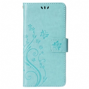 Flip Cover iPhone 15 Plus Blomster Og Sommerfugle