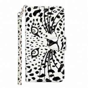 Flip Cover iPhone 15 Plus Med Snor 3d Leopard Med Rem