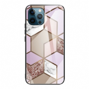 Cover iPhone 13 Pro Max Geometri Marmor Hærdet Glas