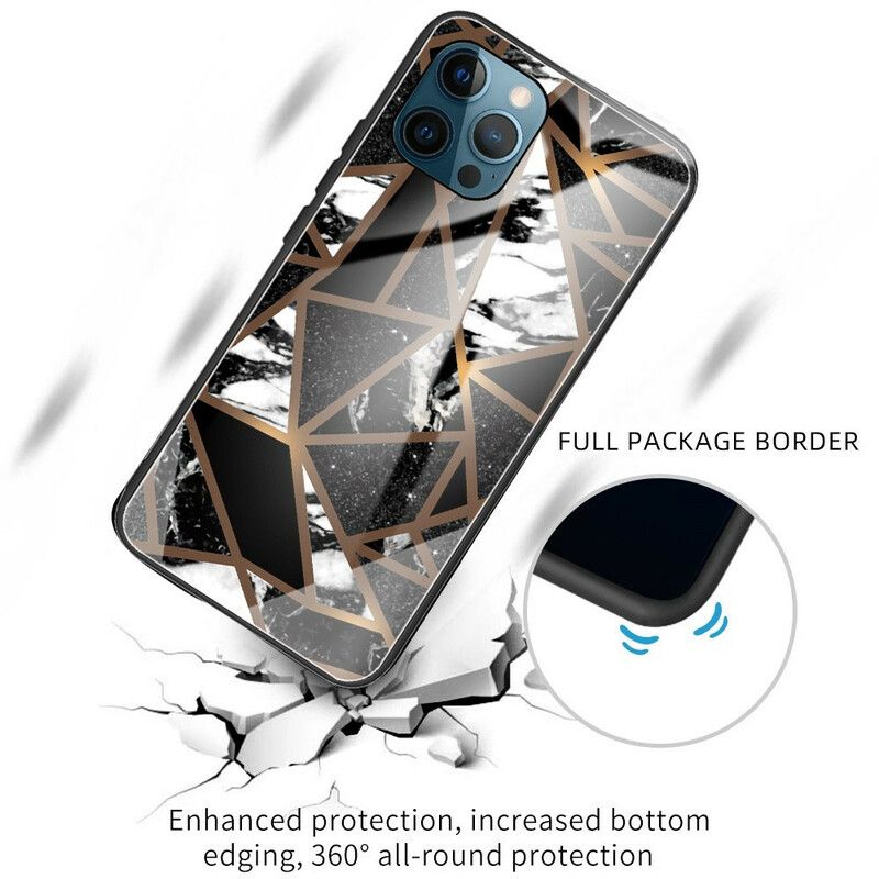 Cover iPhone 13 Pro Max Geometri Marmor Hærdet Glas